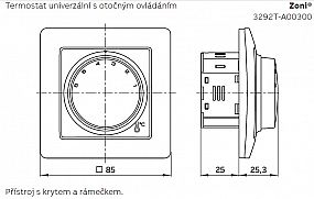 ABB Zoni 3292T-A00300 500 Kryt bílá termostatu prostorového s otočným ovládáním, s upevňovací maticí