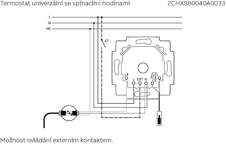 ABB TC16-20U Termostat univerzální se spínacími hodinami (pro plovoucí kryt, ZONI, 2CHX880040A0033)