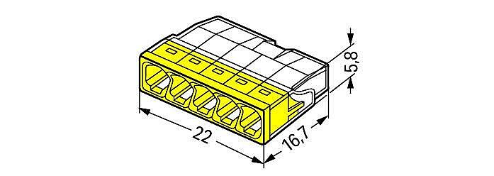 WAGO 2273-205 Svorka díra 5x2,5mm2 transparentní/žlutá