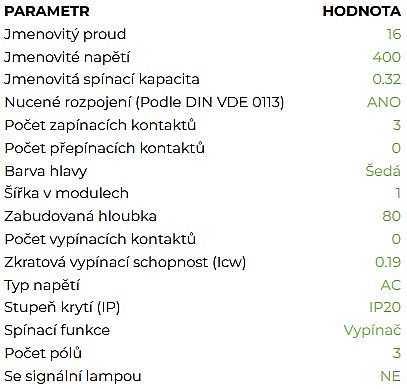 NOARK Hlavní vypínač 102300 3P/16A/1M Ex9I40