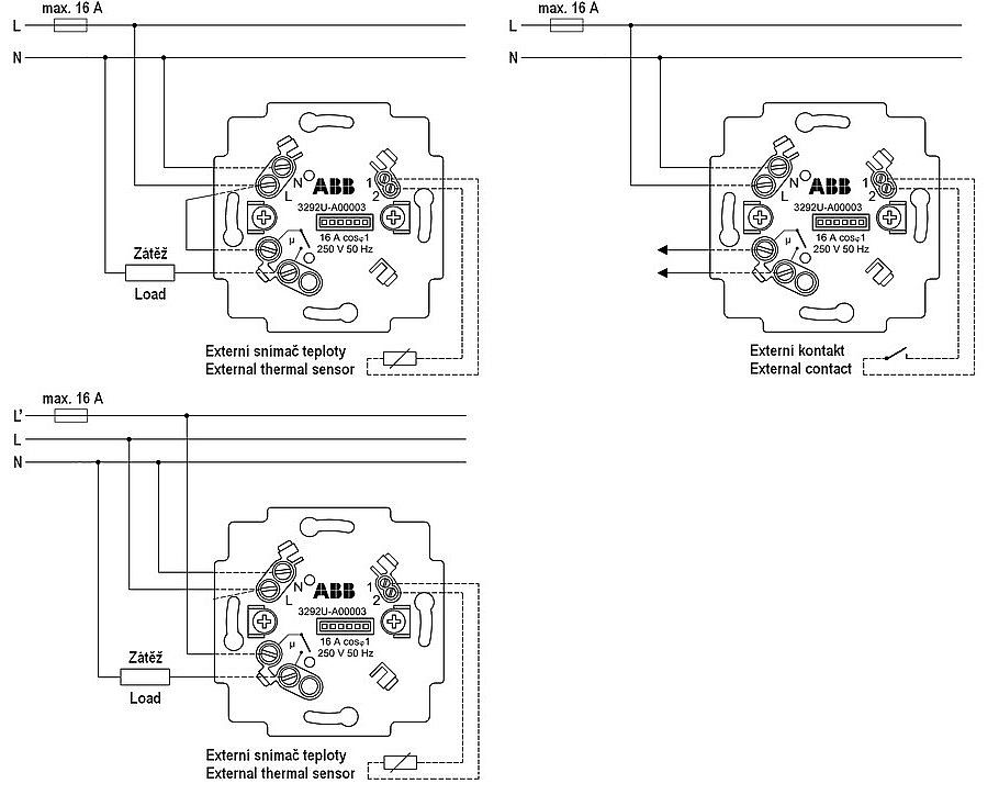 ABB 3292U-A00003 Přístroj spínací, pro univerzální termostat nebo spínací hodiny