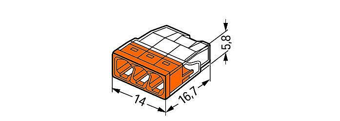 WAGO 2273-203 Svorka díra 3x2,5mm2 transparentní/oranžová