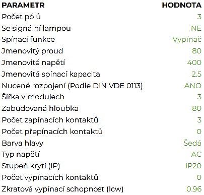 NOARK Hlavní vypínač 100877 3P/80A/3M Ex9I125