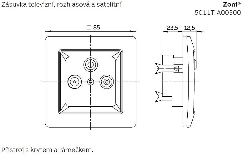 ABB Zoni 5011T-A00300 243 Kryt anténní zásuvky olivová, s vylamovací otvorem (SAT)