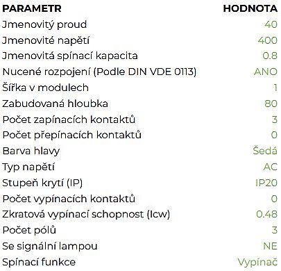 NOARK Hlavní vypínač 101392 3P/40A/1M Ex9I40