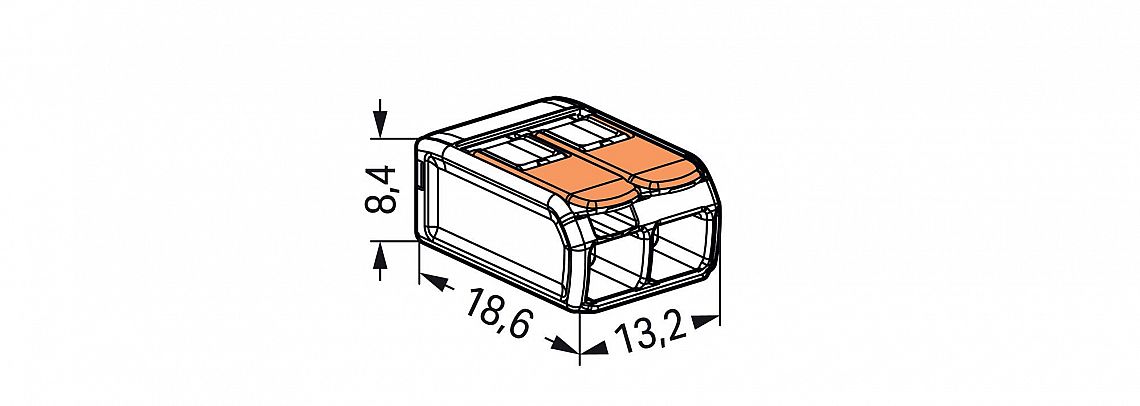 WAGO 221-412 Svorka páčka 2x4mm2 pro pevný i slaněný vodič, transparentní