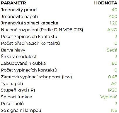 NOARK Hlavní vypínač 100875 3P/40A/3M Ex9I125