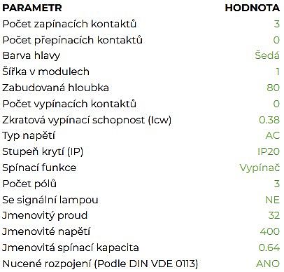 NOARK Hlavní vypínač 101391 3P/32A/1M Ex9I40