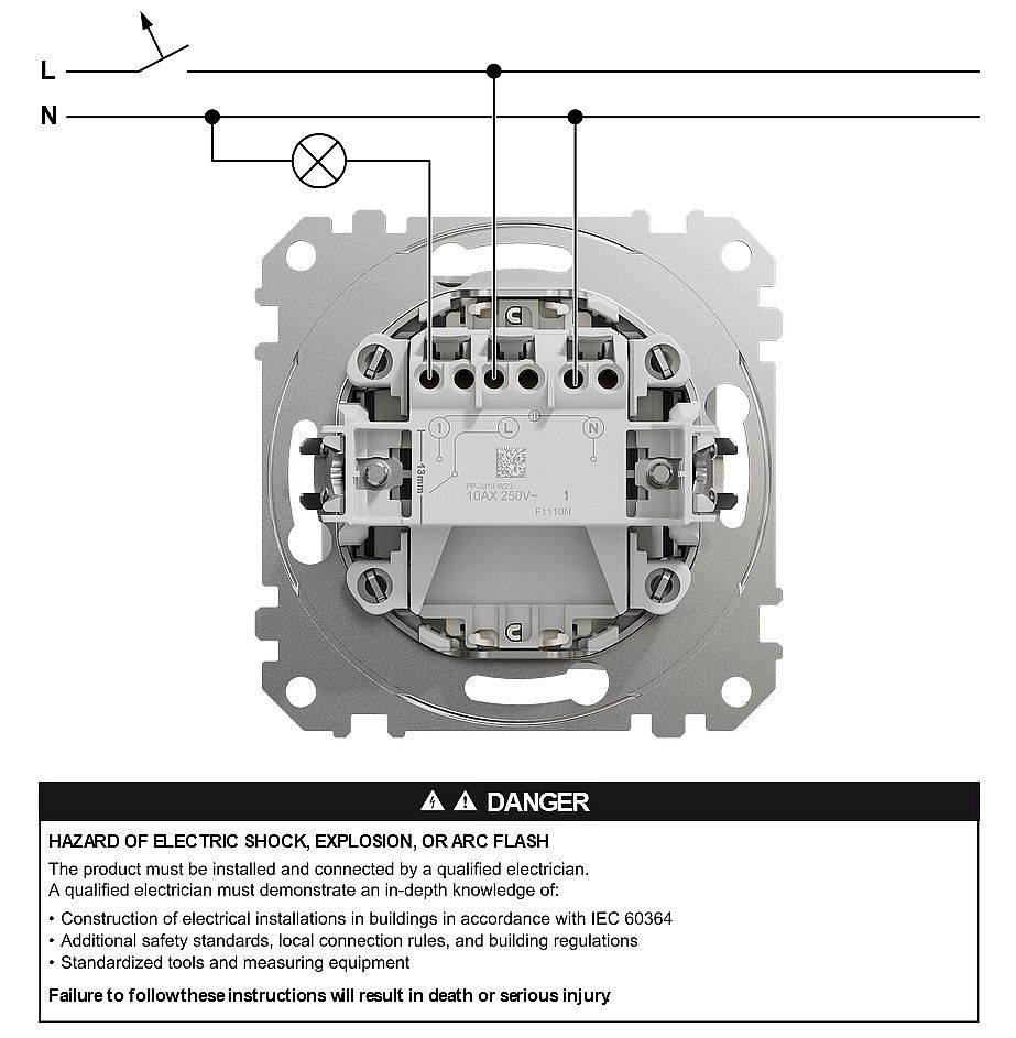 Schneider Sedna bílá č.1Ss spínač jednopólový, signalizační kontrolka SDD111101N