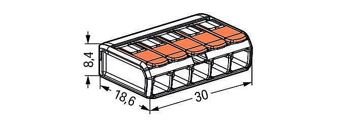 WAGO 221-415 Svorka páčka 5x4mm2 pro pevný i slaněný vodič, transparentní