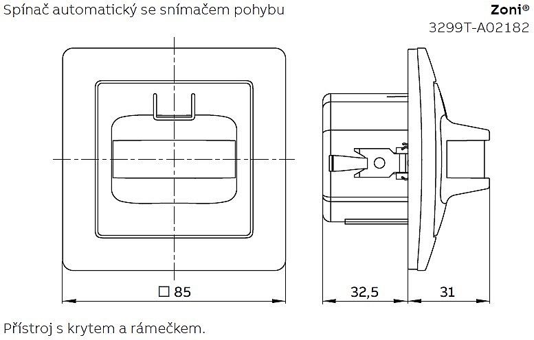 ABB Zoni 3299T-A02182 243 Snímač olivová pohybový spínače automatického (úhel 180°)