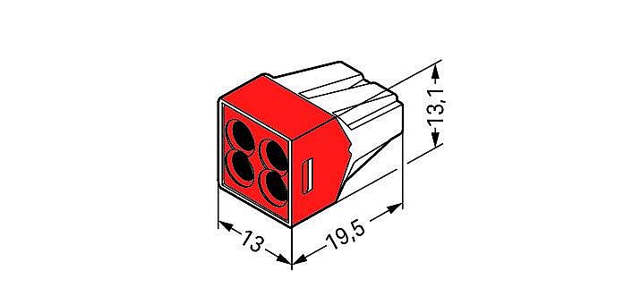 WAGO 773-604 Svorka díra 4x4mm2 transparentní/červená