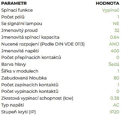 NOARK Hlavní vypínač 100862 1P/32A/1M Ex9I125