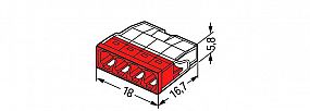 WAGO 2273-204 Svorka díra 4x2,5mm2 transparentní/červená