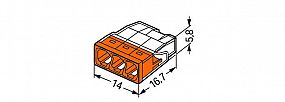 WAGO 2273-203 Svorka díra 3x2,5mm2 transparentní/oranžová