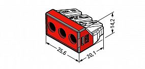 WAGO 773-173 Svorka díra 3x6mm2 transparentní/červená