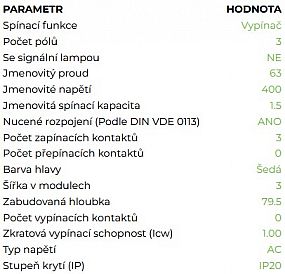 NOARK Hlavní vypínač 102392 3P/63A/3M Ex9BI (lze připojit vyrážecí cívka)