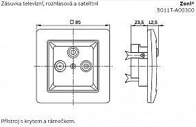 ABB Zoni 5011T-A00300 241 Kryt anténní zásuvky šedá, s vylamovací otvorem (SAT)