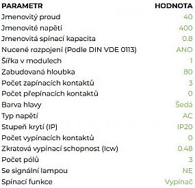 NOARK Hlavní vypínač 101392 3P/40A/1M Ex9I40