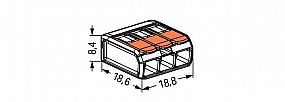 WAGO 221-413 Svorka páčka 3x4mm2 pro pevný i slaněný vodič, transparentní