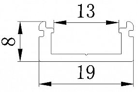 L+ ALU profil 2m nástěnný černý, bez difuzoru N8C T-LED (LINE8)