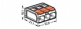 WAGO 221-613 Svorka páčka 3x6mm2 pro pevný i slaněný vodič, transparentní