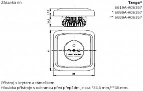 ABB Tango 6619A-A06357 C Zásuvka slonová kost bezšroubová jednonásobná s clonkami